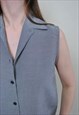 VINTAGE MINIMALIST BLOUSE, GREY ESSENTIAL SLEEVELESS SHIRT