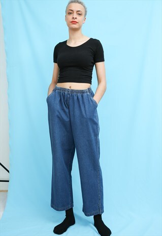 90S VINTAGE DENIM CROPPED TROUSERS