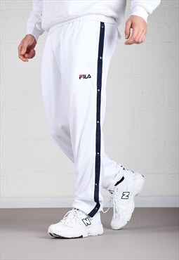 Vintage Fila Joggers in White Lounge Sports Trackies Small