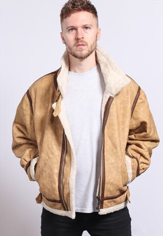 VINTAGE FAUX LEATHER AVIATOR JACKET