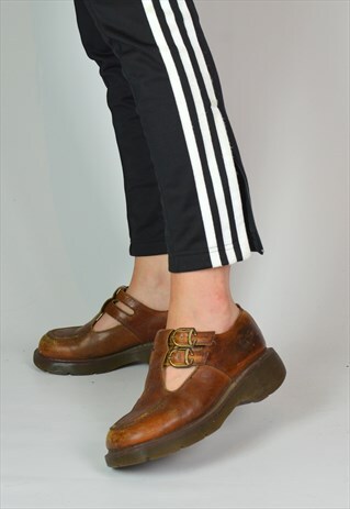 VINTAGE DR MARTENS 90S BROWN CHUNKY BUCKLE STRAP SHOES