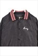 NORTH TRAIL 90'S NYLON BOMBER BUTTON UP BACK PRINT VARSITY J