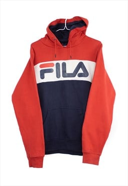 Vintage Fila Hoodie in Red & Blue S