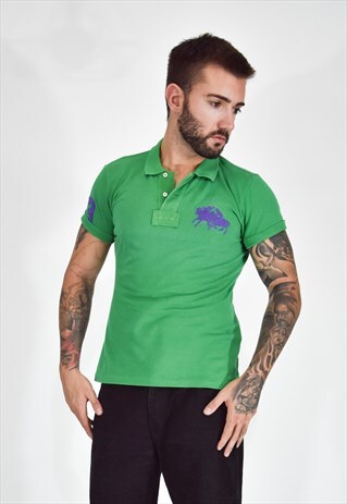 RALPH LAUREN VINTAGE GREEN COTTON HALF SLEEVE POLO SHIRT