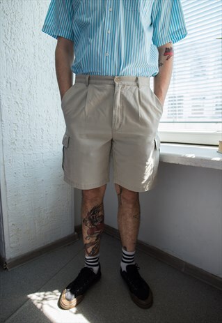 VINTAGE 80'S BEIGE COTTON SHORTS