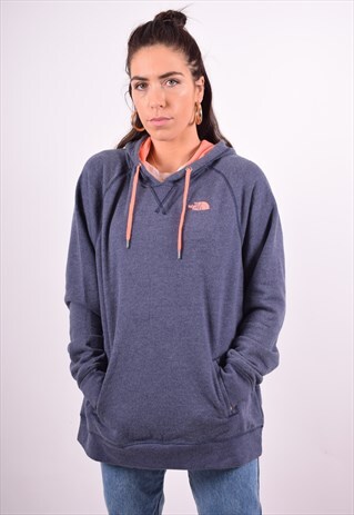 THE NORTH FACE WOMENS VINTAGE HOODIE JUMPER XL BLUE 90'S