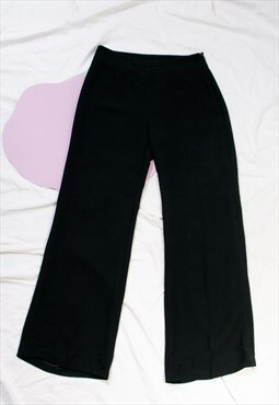 Vintage Flare Trousers Y2K Preppy Wide Leg Pants in Black