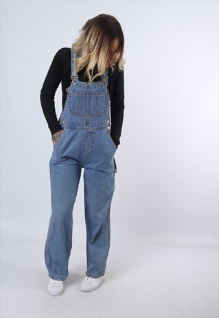DUNGAREES BLUE JEANS VINTAGE DENIM 90'S UK 10 (CK2Q)