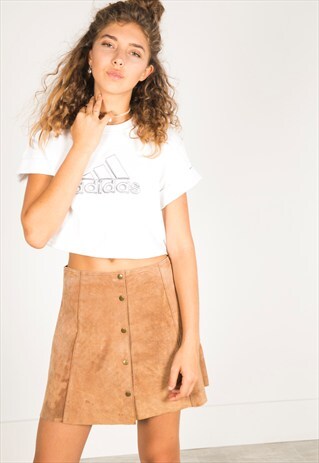 VINTAGE 70S BUTTONED SUEDE SKIRT / R03000