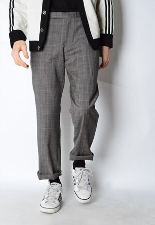 VINTAGE 90S GREY CHECK WOOL PANTS