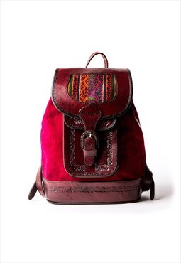 MOCHITA FUCHSIA - Small Suede and Leather Backpack