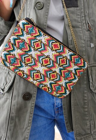 BAG ETHNIC PEARLS MULTICOLOR