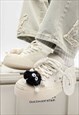 MONSTER PATCH CANVAS SHOES RETRO PLATFORM SNEAKERS WHITE