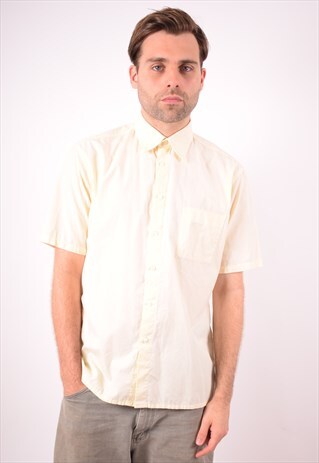 YVES SAINT LAURENT MENS VINTAGE SHIRT LARGE YELLOW 90S