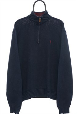 Vintage Polo Ralph Lauren Navy Quarter Zip Jumper Mens