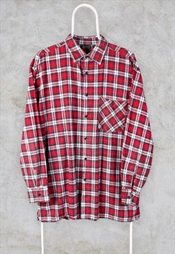 Vintage 90s Red Check Flannel Shirt Large