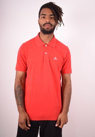 ADIDAS MENS VINTAGE POLO SHIRT MEDIUM RED 90S
