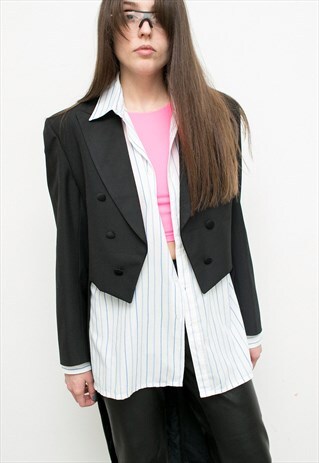 VINTAGE BLAZER VICTORIAN WOMENSWEAR BLACK DOUBLE BREASTED
