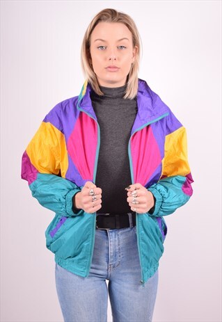 WOMENS VINTAGE TRACKSUIT TOP JACKET MEDIUM MULTI 90S