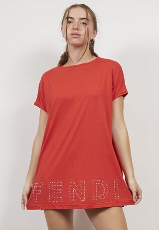 OVERSIZED VINTAGE RED FENDI LOGO T-SHIRT/DRESS