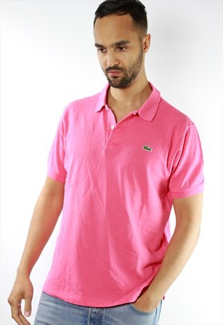 VINTAGE LACOSTE POLO SHIRT T SHIRT SHIRT SLEEVED PINK MEN