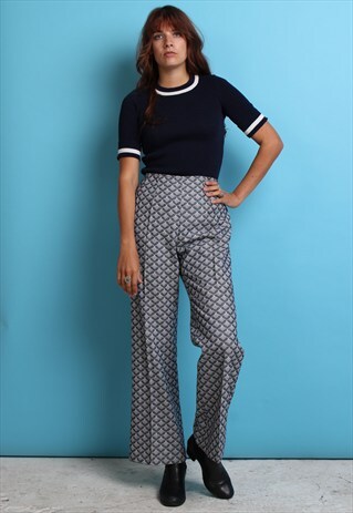 70S VINTAGE BLUE FLARED TROUSERS