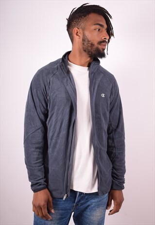 CHAMPION MENS VINTAGE FLEECE JACKET MEDIUM GREY 90S