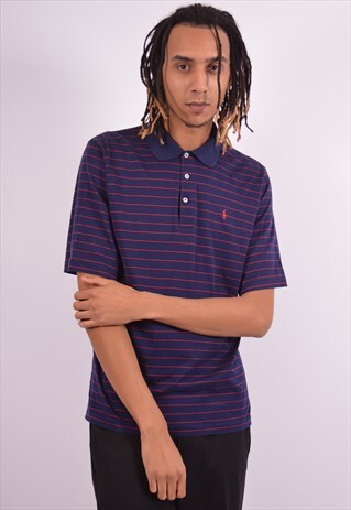POLO RALPH LAUREN MENS VINTAGE POLO SHIRT LARGE BLUE 90S