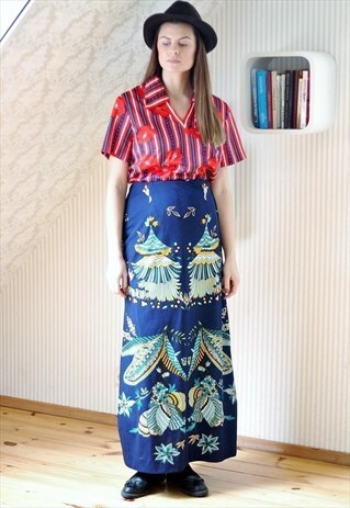 BLUE BRIGHT MIDI SKIRT