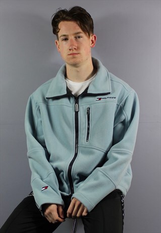 VINTAGE TOMMY HILFIGER ATHLETICS FLEECE JACKET IN BABY BLUE