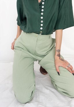 High-waisted 80s mint tailored trousers