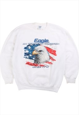 Gildan  Eagle Crewneck Sweatshirt Large White