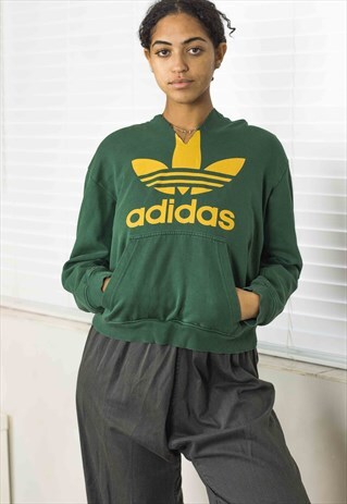 VINTAGE ADIDAS HOODIE SWEATSHIRT LOGO 90S X 18.4