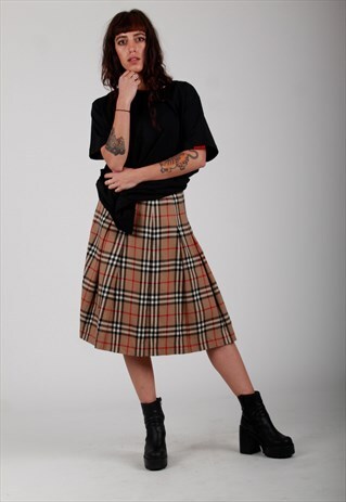 80'S BURBERRYS NOVA CHECK MIDI SKIRT