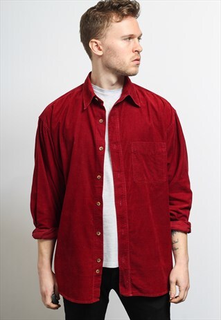 VINTAGE CORDUROY CORD SHIRT RED
