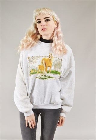 VINTAGE HORSES SWEATSHIRT GREY