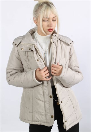 VINTAGE 90'S PADDED PUFFER COAT BEIGE