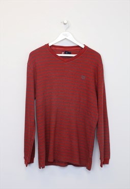 Vintage Chaps knitted sweatshirt in red & grey. Best fits M
