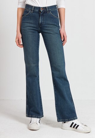 VINTAGE BLUE WRANGLER BOOT CUT DENIM JEANS