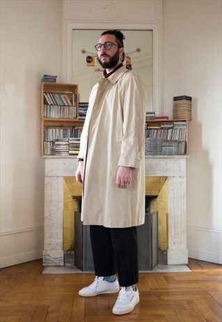 VINTAGE BURBERRY LONG CAR COAT TRENCH COAT (REF/893)
