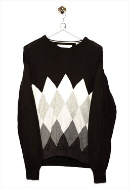 Perry Ellis Sweater Burlington pattern black/blue/grey