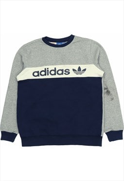 Vintage 90's Adidas Sweatshirt Spellout Crewneck Blue,