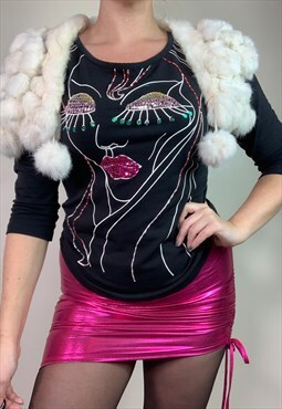 Vintage Y2K black beaded face Top