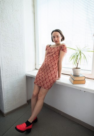VINTAGE 80'S MINI RED TEXTURED DRESS