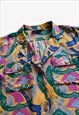 VINTAGE 80S WOMEN'S EQUIPE ABSTRACT FLORAL PRINT SHIRT