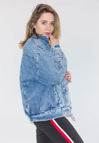 VINTAGE 80'S OVERSIZED DENIM BIKER JACKET