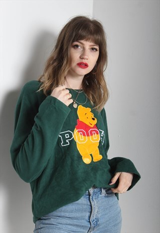 VINTAGE DISNEY THE POOH FLEECE SWEATSHIRT GREEN