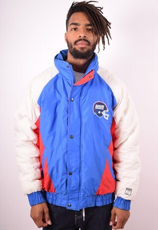 NFL MENS VINTAGE NY GIANTS PADDED JACKET XL BLUE 90S