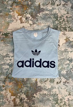 Vintage Baby Blue Adidas Spell Out T-shirt