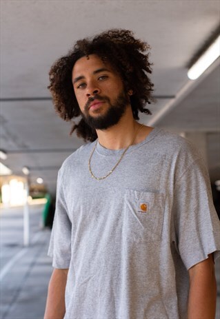 VINTAGE 90'S CARHARTT POCKET T SHIRT IN GREY
